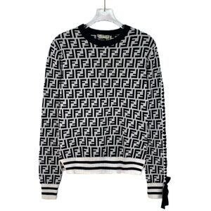 Fendi logo monogram all-over crewneck long-sleeve knit sweater